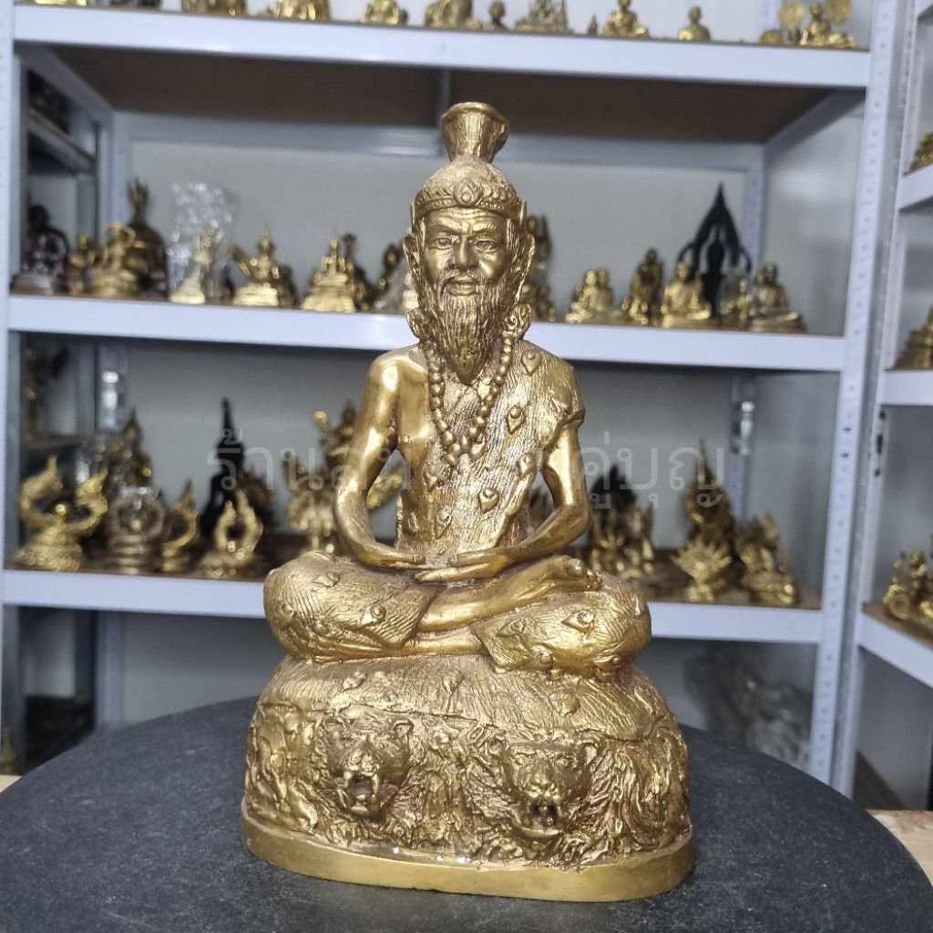 ปู่ฤาษี นารอด ขนาด5นิ้ว สูง9นิ้ว ฐานกว้าง6นิ้ว ลึก4.5นิ้ว เนื้อทองเหลือง