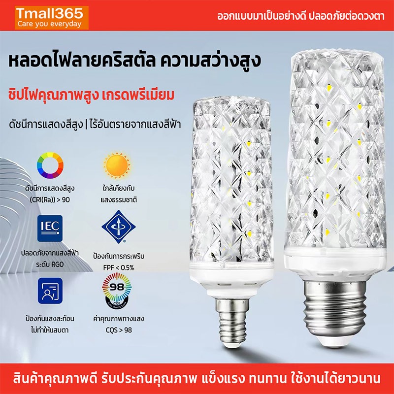 NEOBEE หลอดไฟลายคริสตัล LED 24W/30W แสงขาว 3สี ขั้วเกลียว E27 E14