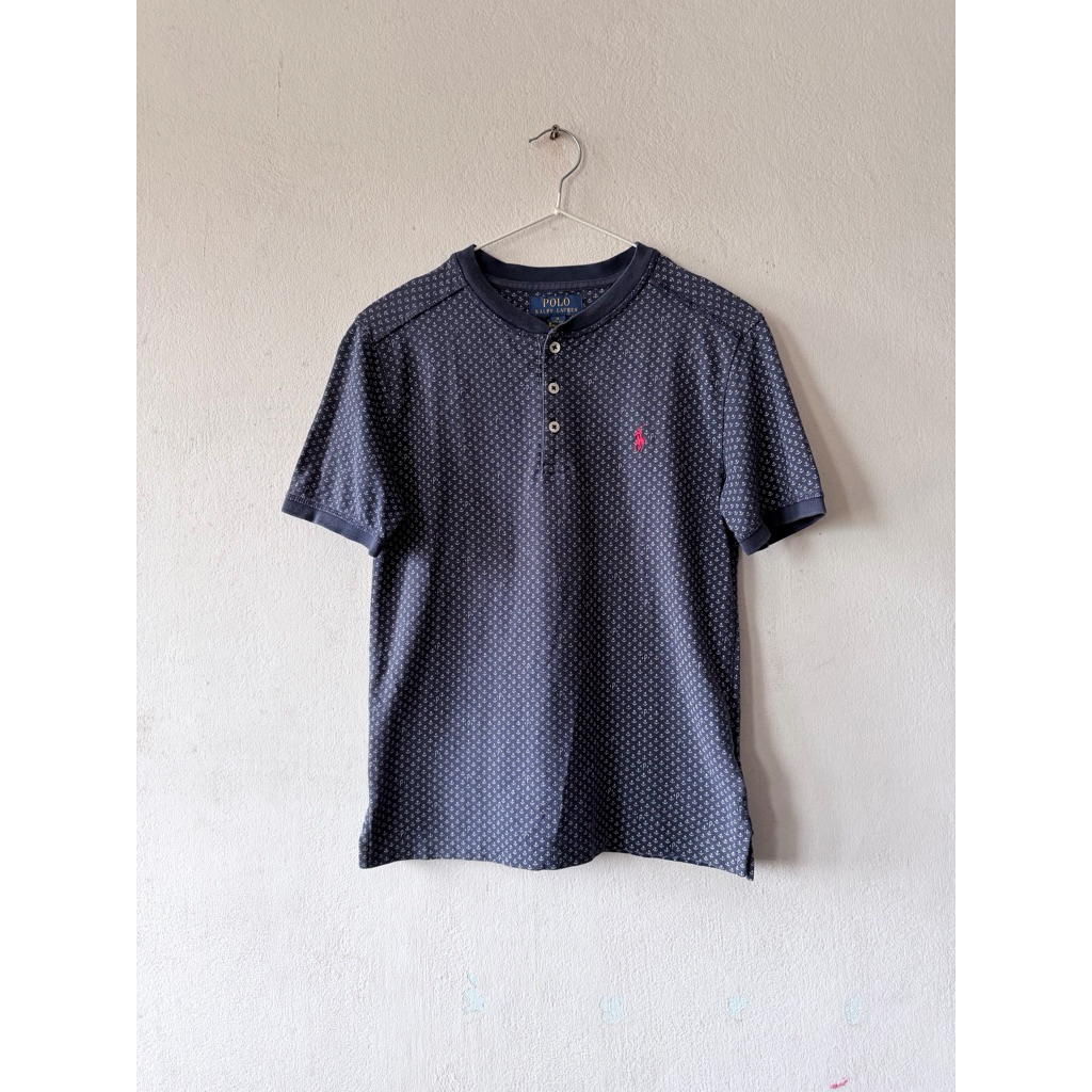 polo ralph lauren เสื้อคอจีนมีกระเป๋า 🏇สีกรม ม้าแดง ป้าย สเเกน (อก 33 ยาว 20)(P)
