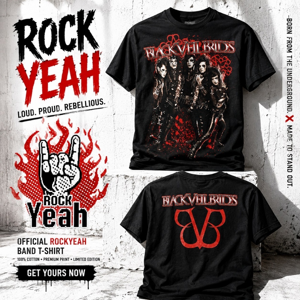 เสื้อวง Black Veil Brides ลาย BVB สมาชิกวง Splatter Red Graphic สีดำ BVB1193