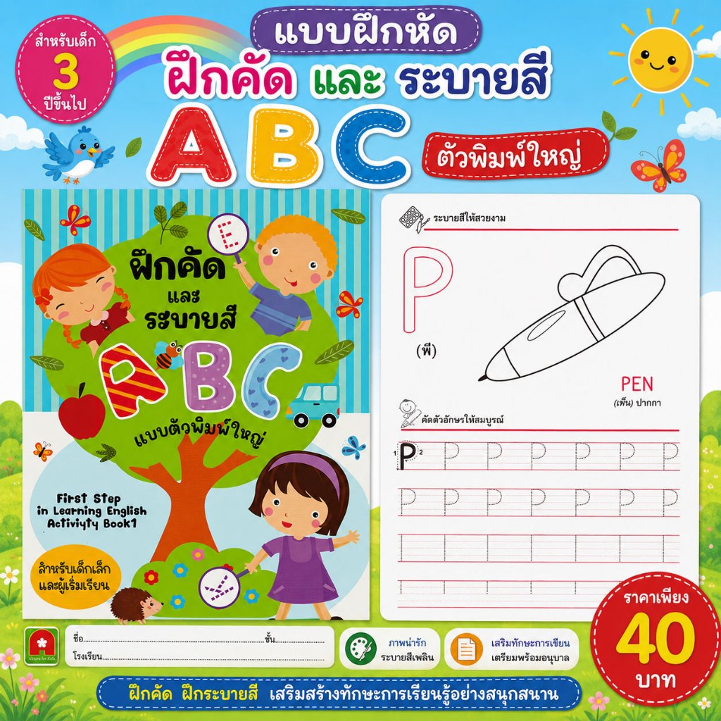 Aksara for kids ฝึกคัด และ ระบายสี ABC แบบตัวพิมพ์ใหญ่