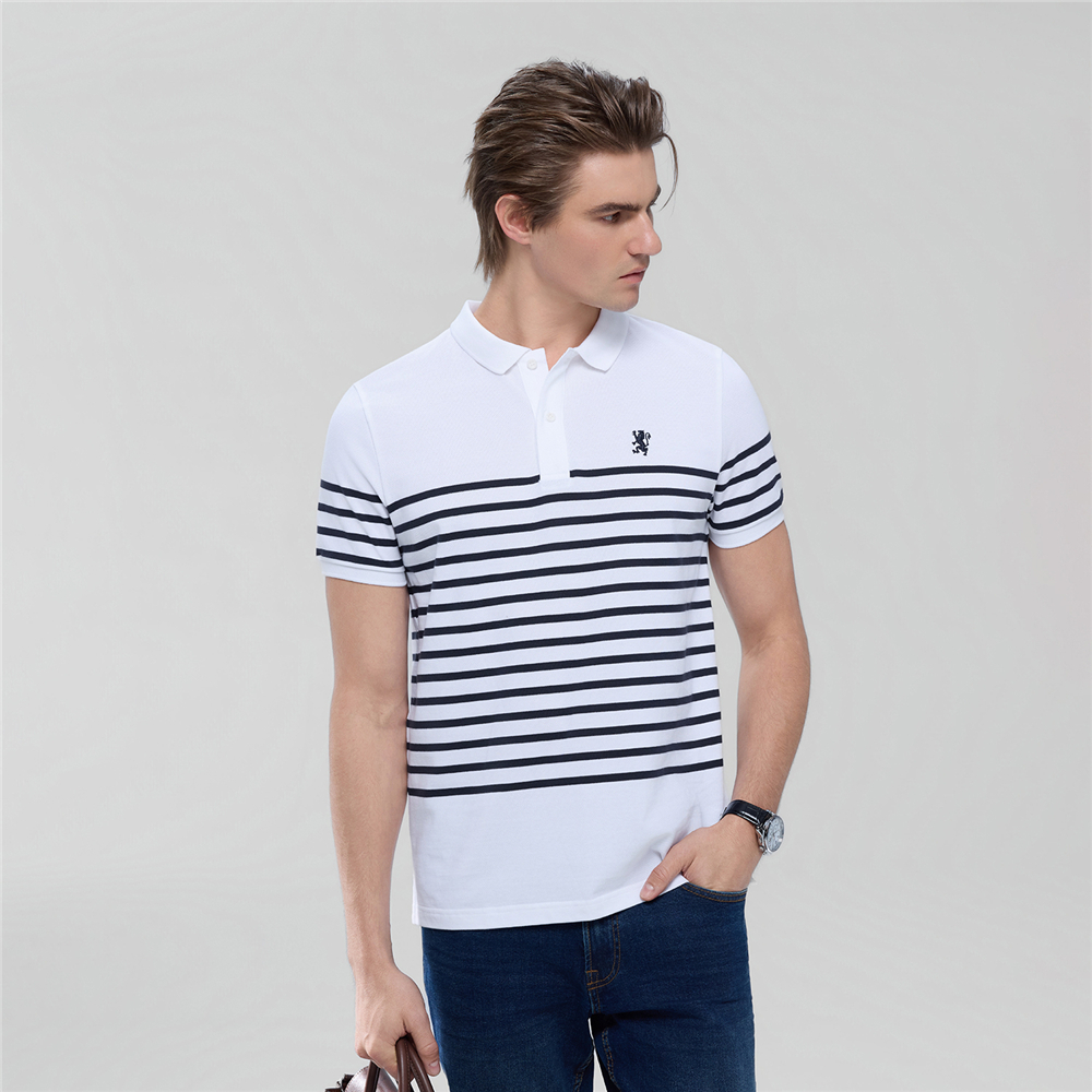 GIORDANO เสื้อโปโลผู้ชาย Men's Cotton Striped Polo 01016230