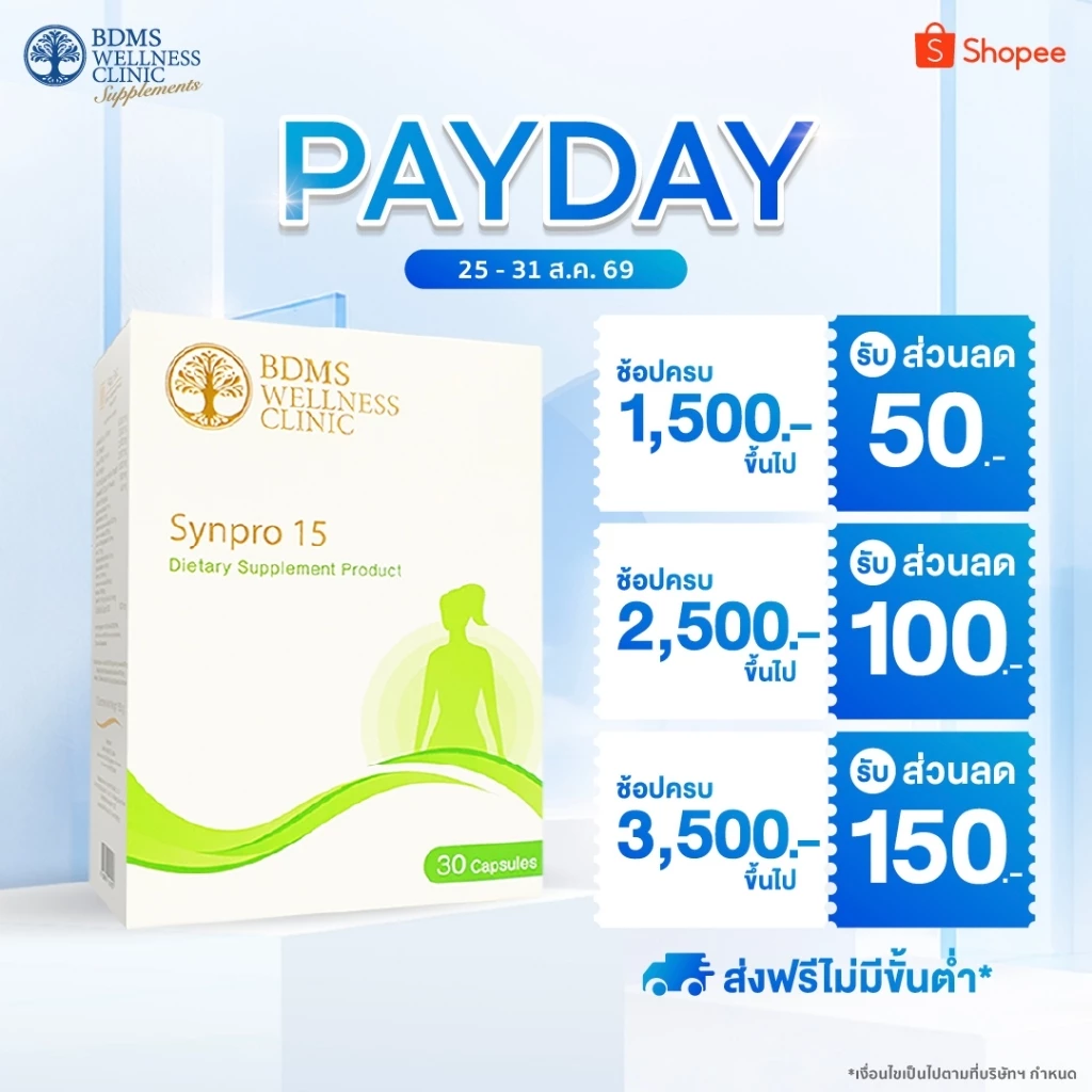 Synpro 15 โพรไบโอติกส์และพรีไบโอติกส์ ผลิตภัณฑ์เสริมอาหารในเครือ BDMS Wellness Clinic
