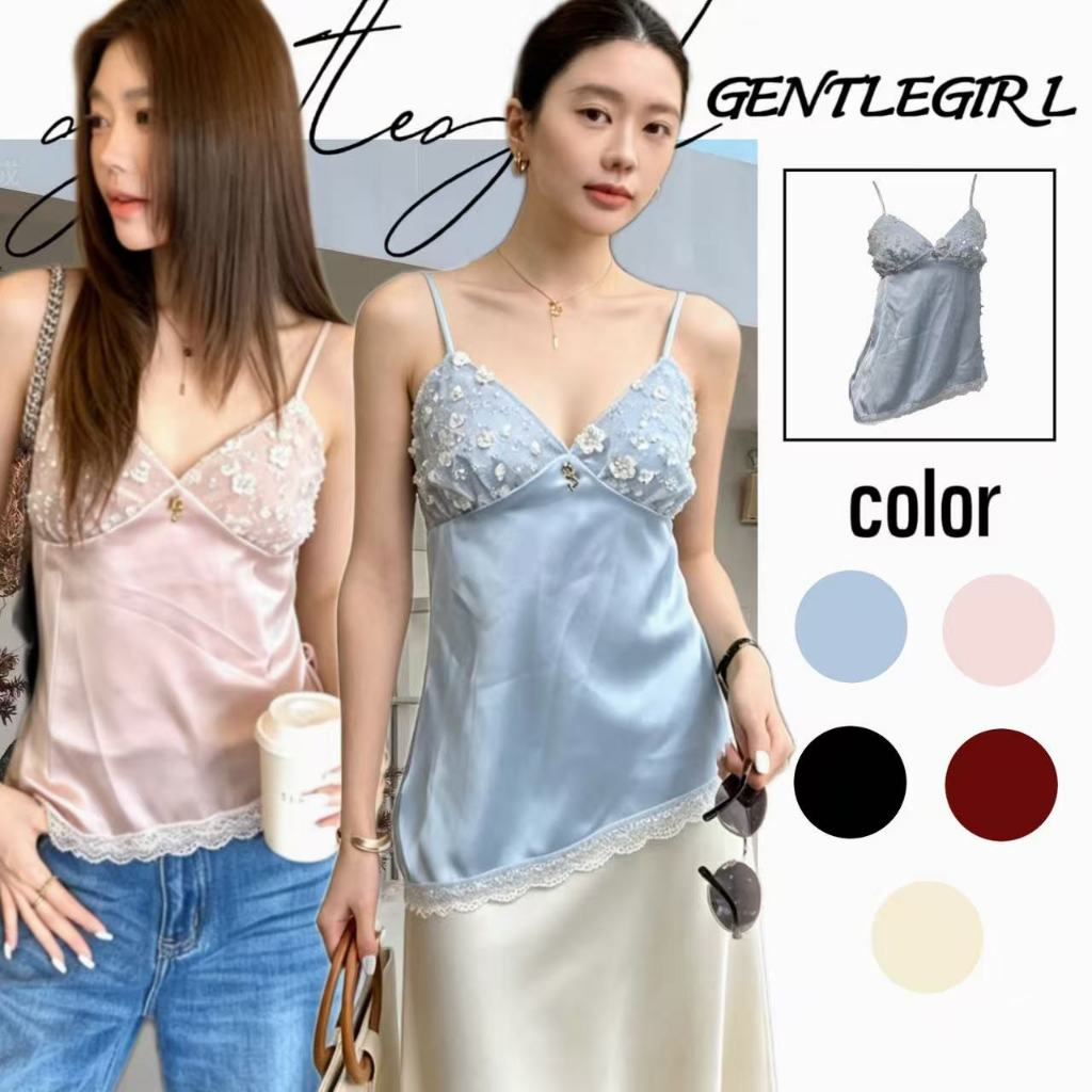 #GG🎀ชุดเดรสมีดีไซน์ปักเลื่อมบริเวณหน้าอก ชายกระโปรงไม่เท่ากัน และเสื้อสายเดี่ยวผ้าซาตินแบบผูกด้านหลัง