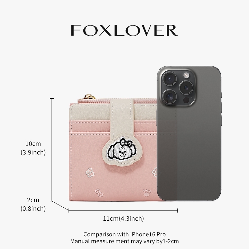 FOXLOVER محفظة نسائية قصيرة بجيب عملات — صورة 3