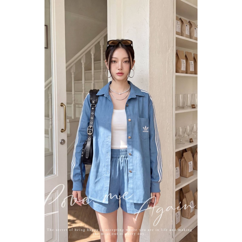#1209 Premium korea 100%🇰🇷  งานset สไตล์สปอต รุ่นนี้ใส่ง่ายๆสบายๆ ผ้ายีนส์พรีเมี่ยมเกรดนำเข้า