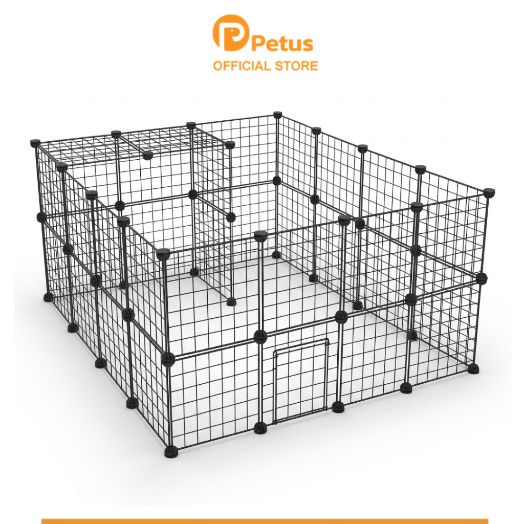 Petus คอกสุนัข DIY ขนาด 35x45 ซม. ซี่กรงห่าง 1.5 ซม. ขนาดสูงเพิ่มขึ้น สามารถต่อได้ 2 -3 ชั้น