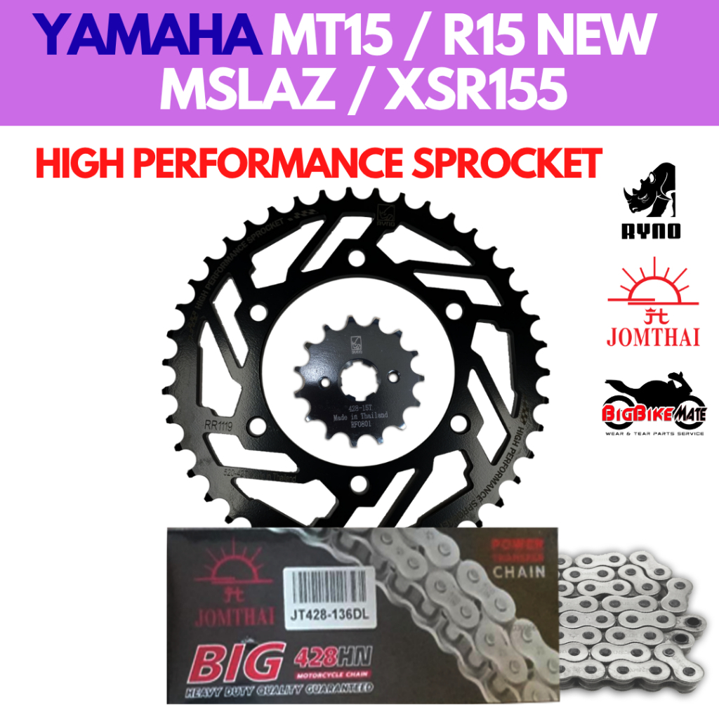 โซ่สเตอร์ R15 All New/ M-Slaz / MT15 / XSR155 มีโซ่ให้เลือกหลายแบบ ยี่ห้อ RYNO JOMTHAI