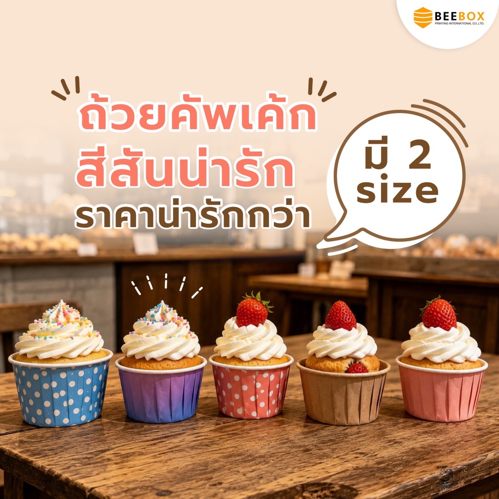 ถ้วยคัพเค้กอบได้ ถ้วยคัพเค้กม้วนขอบ มี 2 ขนาด S ก้น 4cm และ L ก้น 5cm Foodgrade แถวละ100ใบ/50ใบ (มีราคาส่ง)