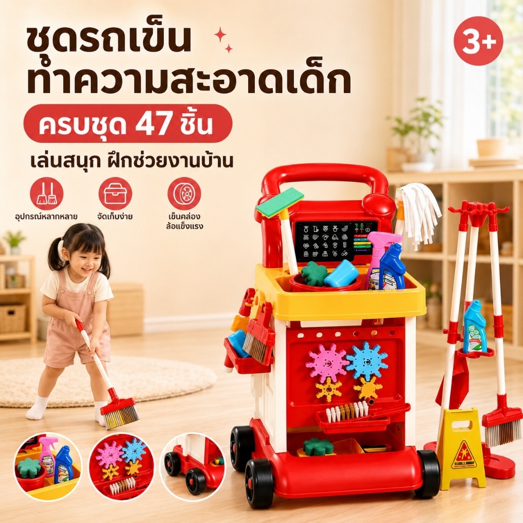 Dolly ชุดของเล่นทำความสะอาดเด็ก ของเล่นบทบาทสมมติฝึกนิสัย
