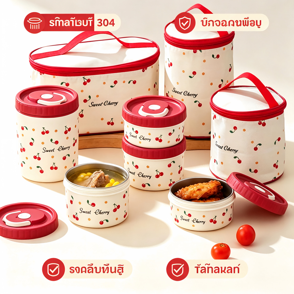 กล่องอาหารกลางวันสแตนเลสหุ้มฉนวน ใช้กับไมโครเวฟได้ พกพาสะดวก ทนความร้อน เหมาะสำหรับพนักงานออฟฟิศและนักเรียน