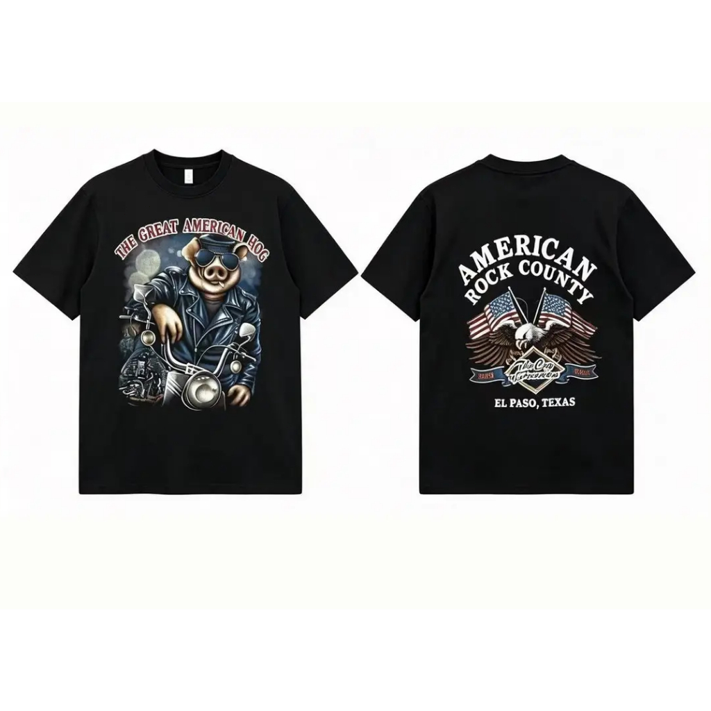 เสื้อยืดคอกลมสั้นรุ่นใหม่ ลายพิมพ์ร็อคสไตล์ไทย สไตล์สตรีทวินเทจ ผ้านุ่มสบาย ไซส์ S‑3XL ใส่ได้ทั้งชายหญิง