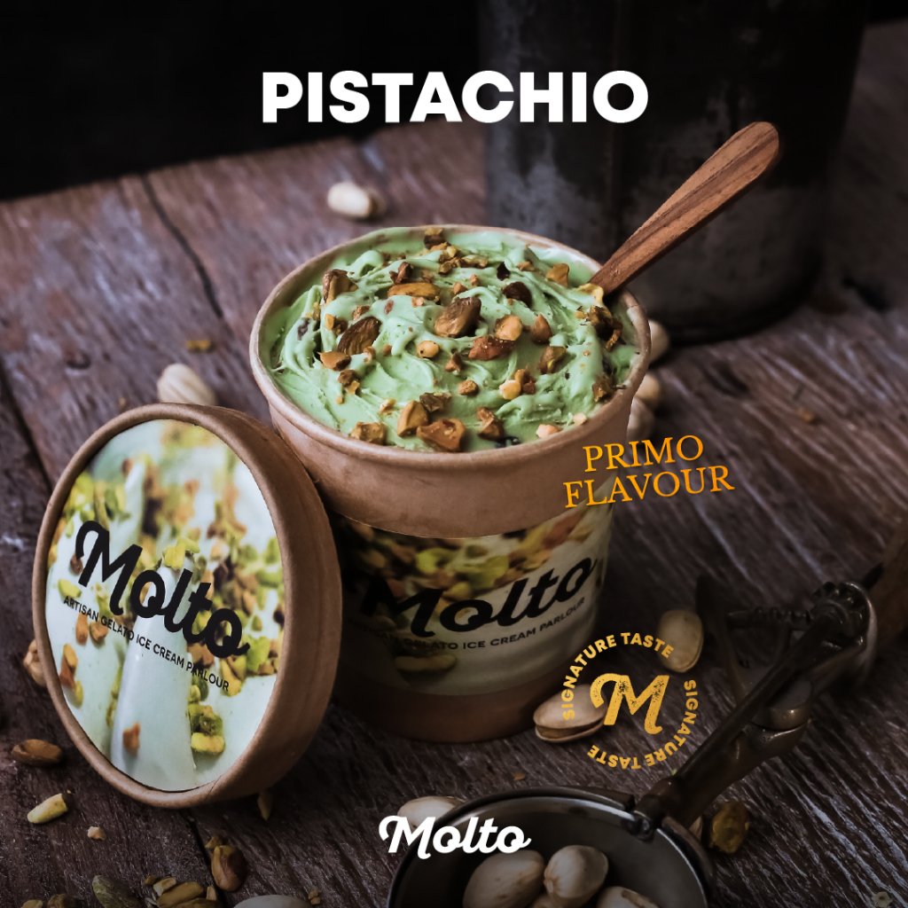 Pistachio (ไอศกรีม ถั่วพิสตาชิโอ 1 ถ้วย 16 oz.) - Molto premium Gelato