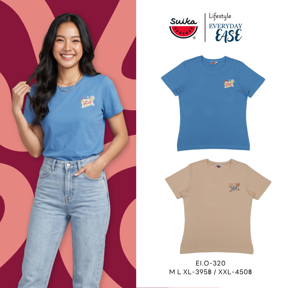 เสื้อแตงโม (SUIKA) - เสื้อยืดคอกลมแขนสั้น ลายปัก/พิมพ์ ( E.O-253 266 215 075 320 284 327 ) — صورة 2