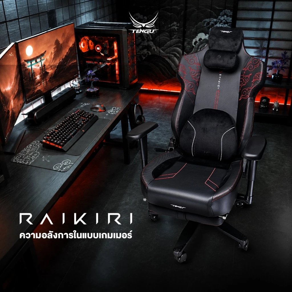 Tengu เก้าอี้เกมมิ่ง Raikiri มีที่พักเท้า ปรับเอน 165 องศา thumbnail 10