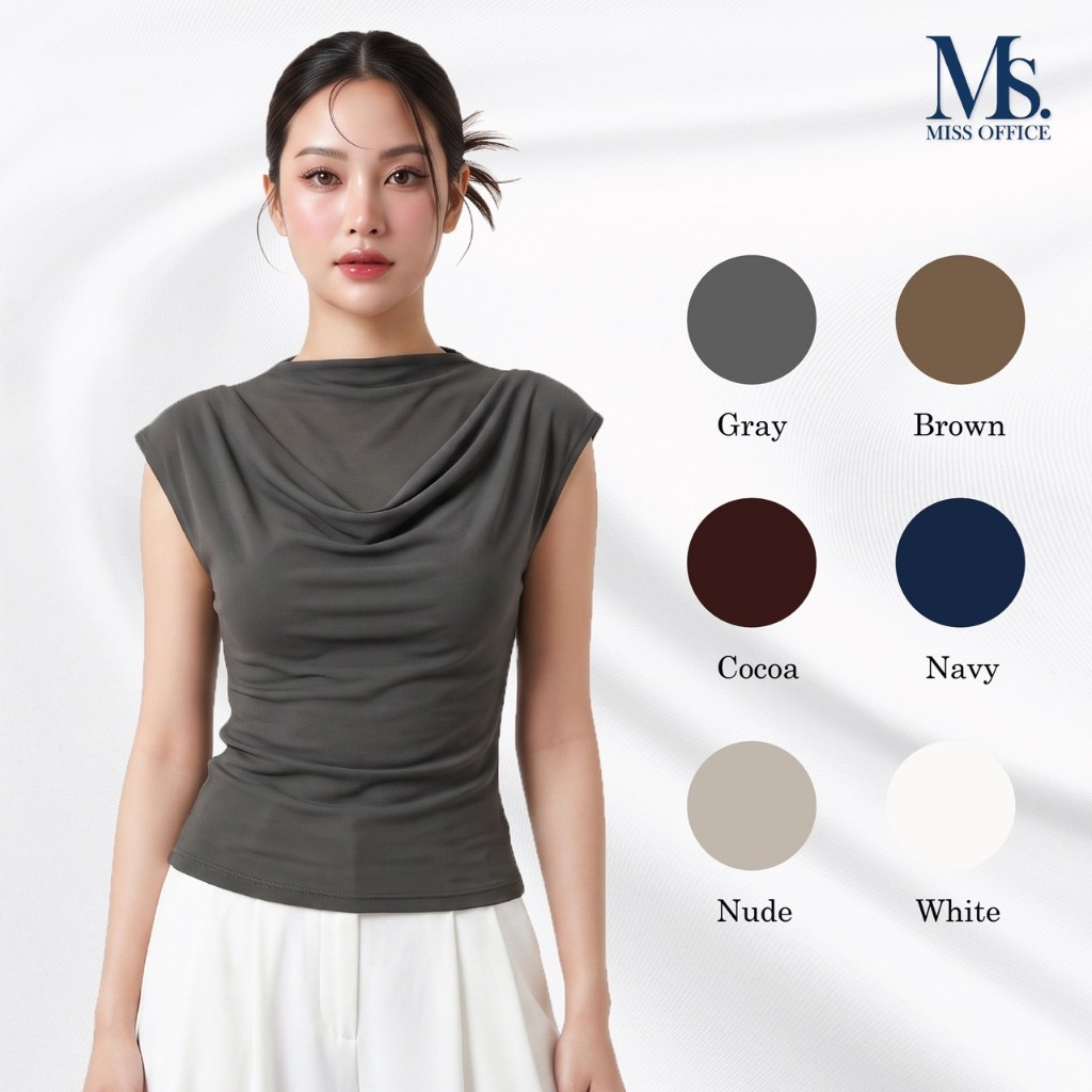 Miss office เสื้อคอปีนคอถ่วงผ้าตาข่ายยืด (MT-562)