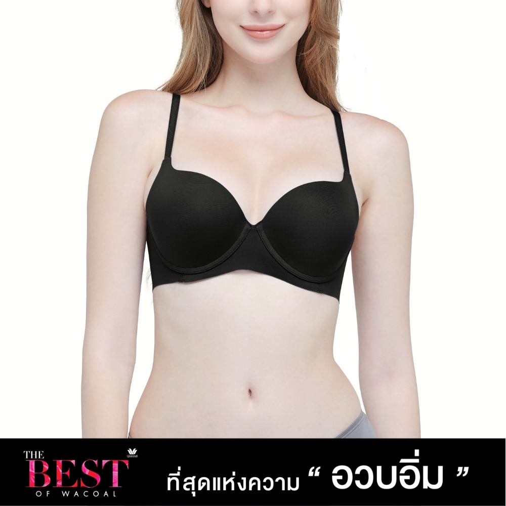 Wacoal ชุดชั้นเนียน บราดันทรงมีโครง เสริมฟองน้ำหนา รุ่น WB5P79 สีดำ (BL)