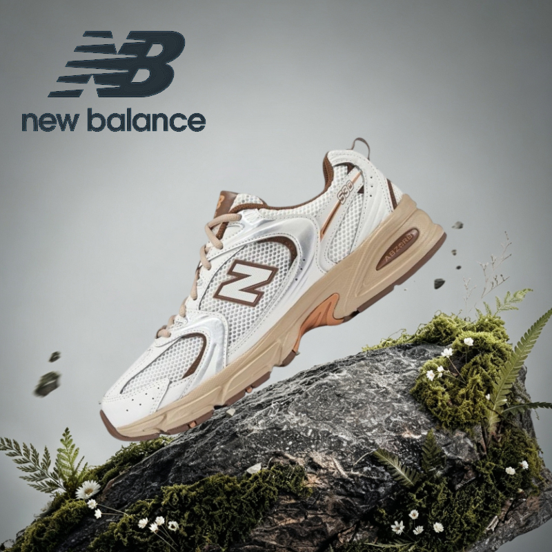 ★รับประกันของแท้★ New Balance NB 530 Low white and brown Sneakers MR530NI