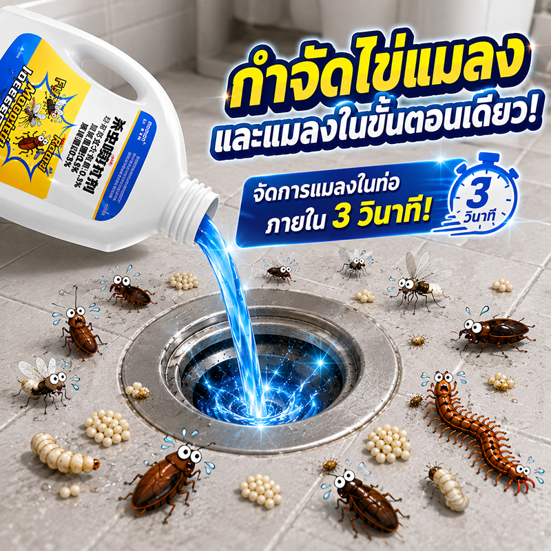 บอกลาท่อตัน กลิ่นเหม็น ยาฆ่าแมลงในท่อระบายน้ำ 500ml น้ำยากำจัดแมลงในท่อ น้ำยาฆ่าแมลงในท่อ กำจัดแมลงสาบ ยุง แมลงหวี่ท่อ