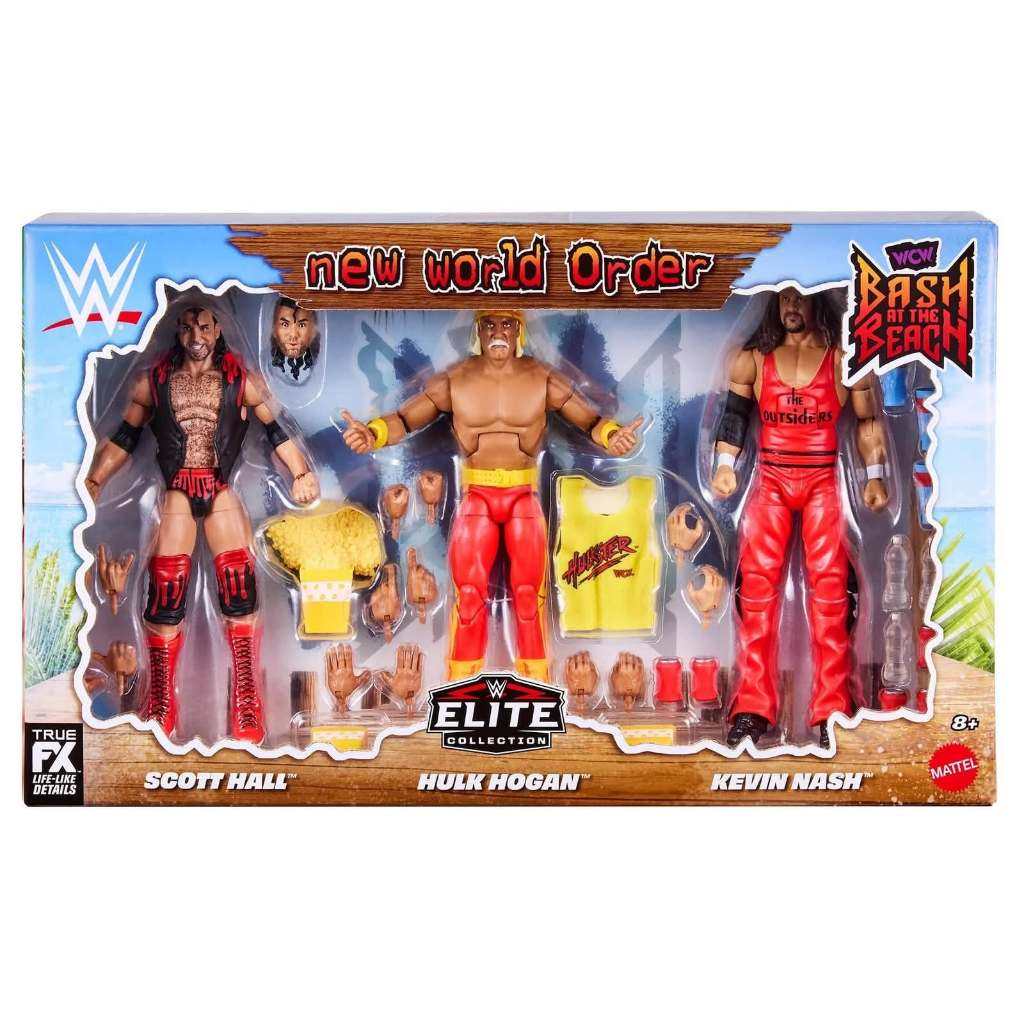 WWE Elite nWo 3-Pack Scott Hall Hulk Hogan Kevin Nash WCW Bash At The Beach