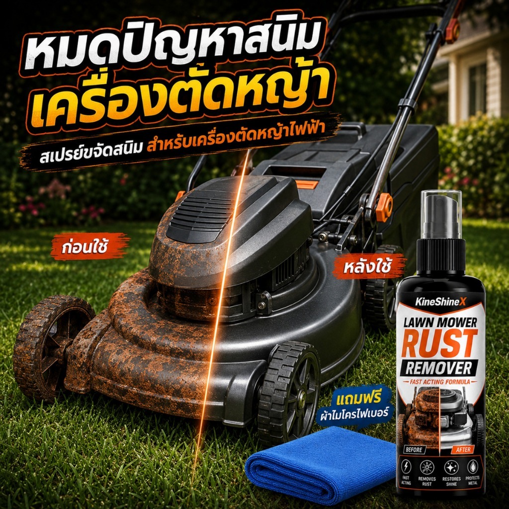น้ำยาขจัดสนิมเครื่องตัดหญ้า สูตรเข้มข้น ล้างสนิมใบมีด ชุดเกียร์และชิ้นส่วนโลหะ ฟื้นสภาพเครื่องตัดหญ้า