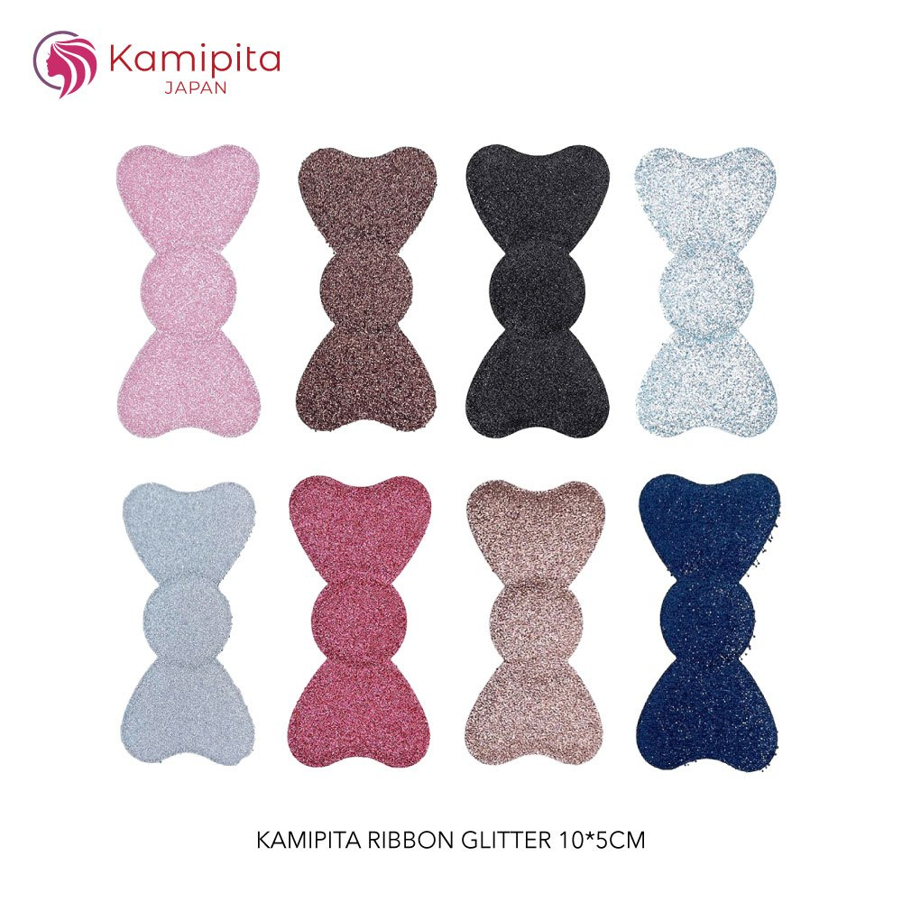 KAMIPITA แผ่นติดผมไม่เป็นรอย ติดแน่น รุ่น RIBBON GLITTER 10*5 CM กิ๊บติดผมญี่ปุ่น ไม่เป็นรอย ไม่กินผม