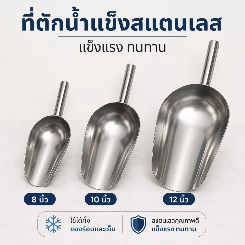 ที่ตักน้ำแข็ง ที่ตักแป้ง ที่ตักข้าวสาร ตักดิน ตักปุ๋ย ที่ตักอลูมิเนียมอย่างดี ตักอเนกประสงค์คุณภาพดี ตักได้ทั้งร้อนเย็น