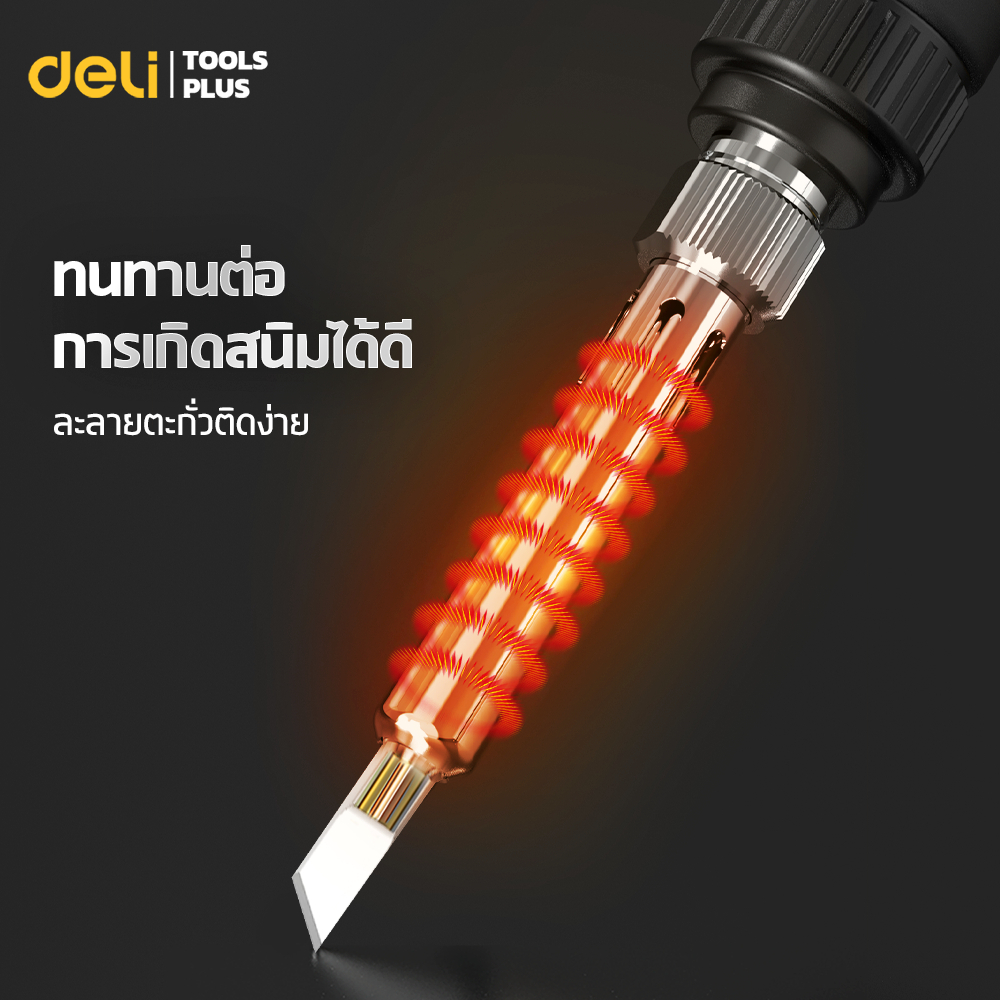 Deli เครื่องบัดกรี หัวแร้งบัดกรี สถานีบัดกรี 65W ปรับอุณหภูมิ 200-480°C ร้อนเร็ว Soldering Station รูปที่ 3