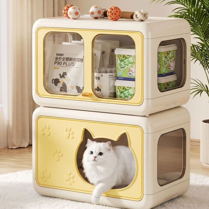 HOME คอนโดแมว บ้านแมว คอนโดแมว โปร่งใส มองเห็นภายใน มีหลายช่อง ปลอดภัย ที่นอนแมว แข็งแรง ถอดประกอบได้ ราคาถูก 2 ชั้น