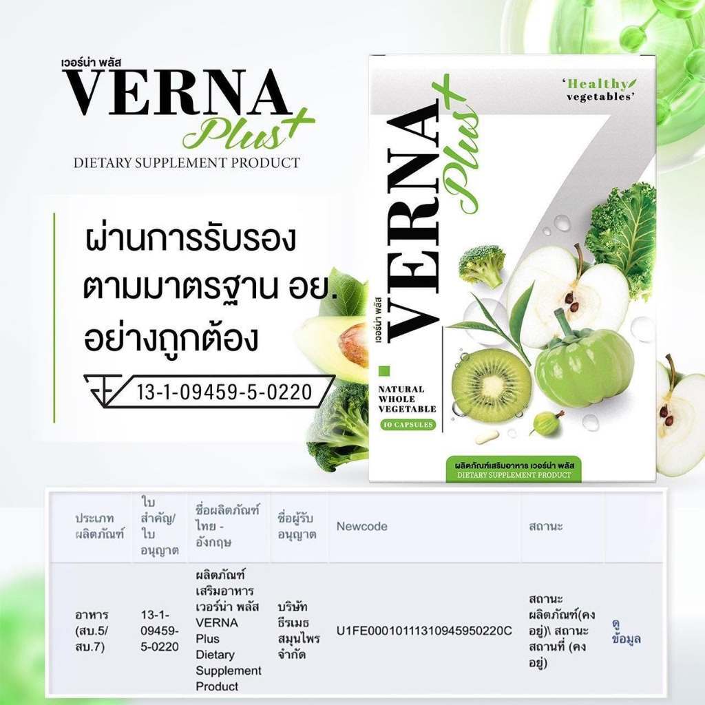“1แถม1” VERNA+ เวอร์น่า พลัส ✅ส่งฟรี ดับเบิ้ลดีท็อก ล้างสารพิษ ลดพุง กระชับสัดส่วน สารสกัดจากผัก