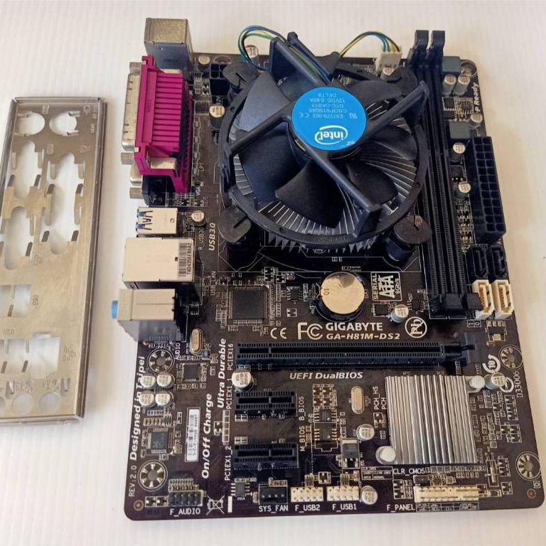 Mainboard 1150 Gigabyte GA-H81M-DS2 มีฝาหลัง +CPU INTEL Core i5-4460 พร้อมซิงค์พัดลม