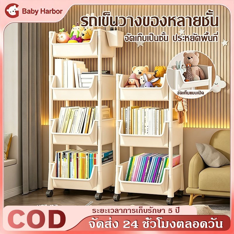 การออกแบบการเปิด ชั้นวางของหนังสือ ชั้นเก็บของเล่น งขอเนกประสงค์ 2/3/4ชั้น +ล้อ เคลื่อนย้ายสะดวก งขพลาสติก วางขพลาสติก