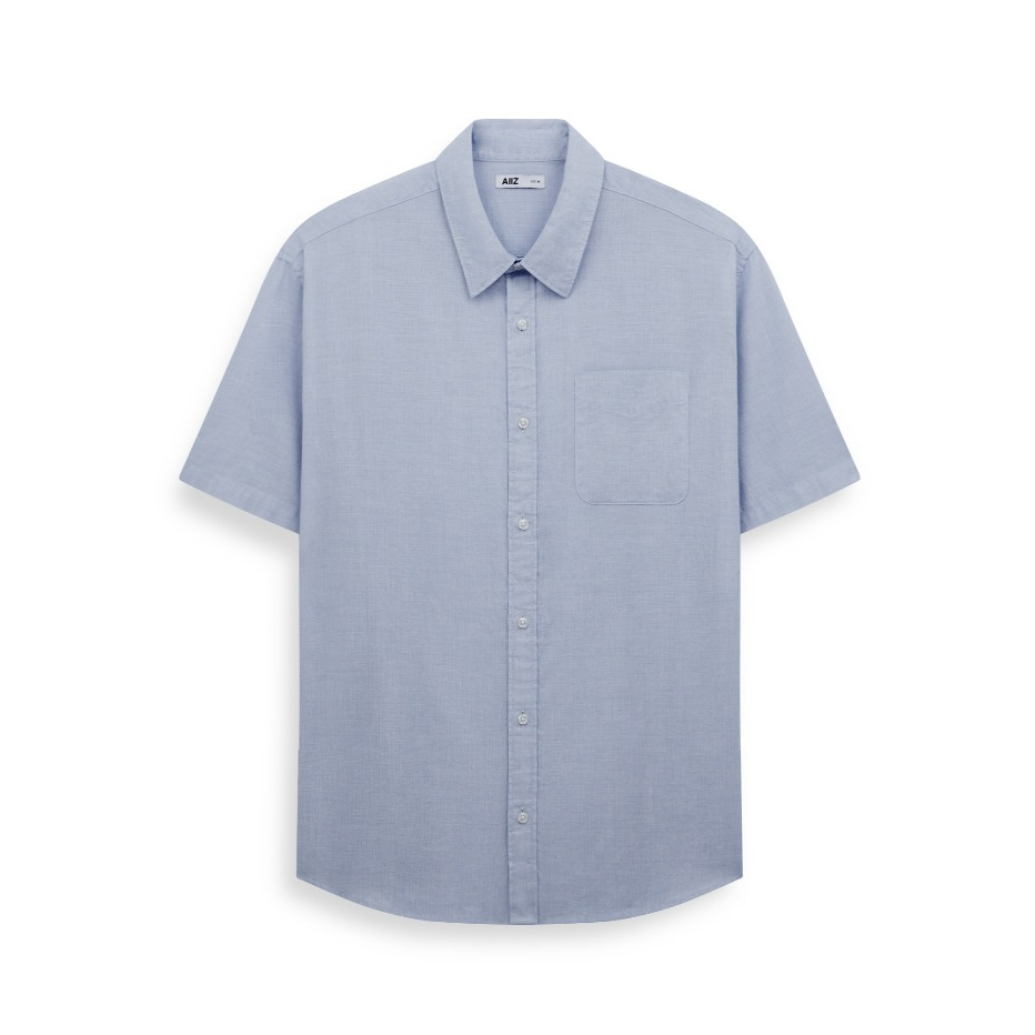 AIIZ เสื้อเชิ้ตผู้ชายแขนสั้น สีพื้น AIIZ Men's Short Sleeve Shirt รูปที่ 2