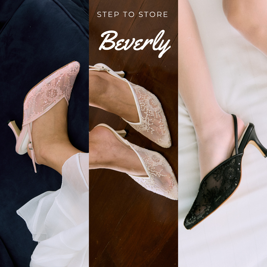 Made in Thailand 🇹🇭📍ส่งด่วน (แนะนำ +1 ไซส์) Step to Store Beverly – Lace 1.8 นิ้ว | รองเท้าส้นสูงผู้หญิง รองเท้าหัวแหลม