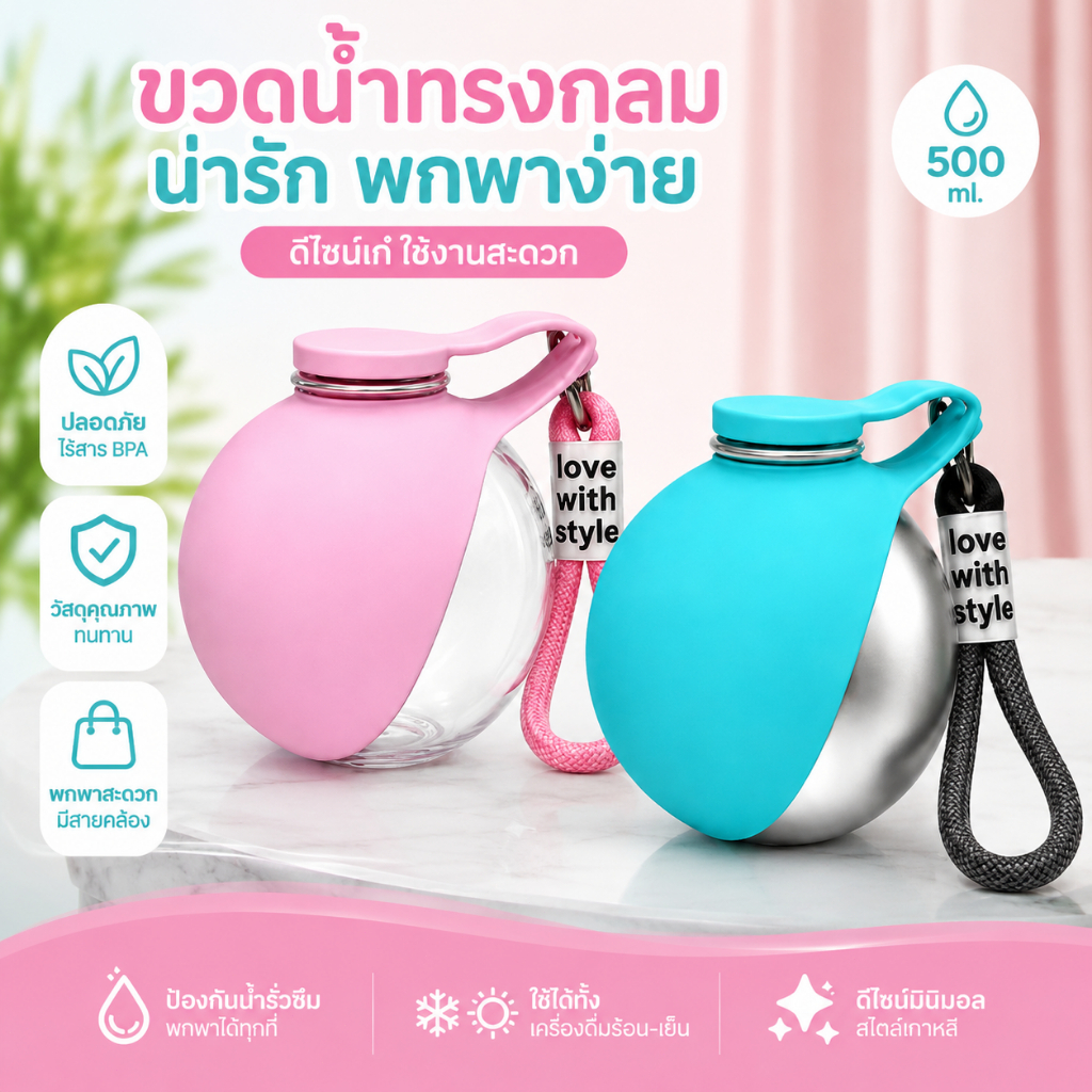 ขวดน้ำพกพาสัตว์เลี้ยง กันรั่ว ใช้ได้ทั้งแมวสุนัข อุปกรณ์พาออกไปข้างนอก พกพาสะดวก วัสดุปลอดภัย ที่จำเป็นสำหรับสัตว์เลี้ย