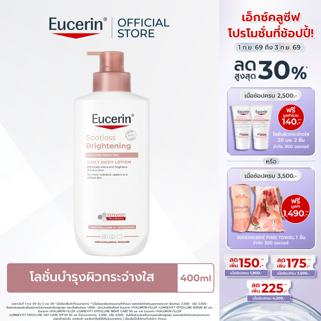 Eucerin SPOTLESS BRIGHTENING SKIN TONE PERFECTING BODY LOTION 400ml บอดี้โลชั่นบำรุงผิวกระจ่างใส