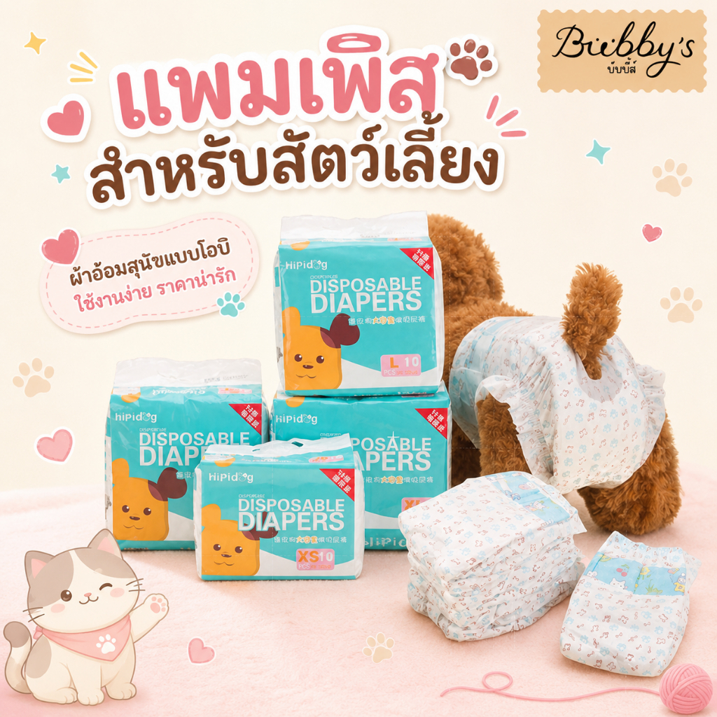 MG-007 Bubby's แพมเพิสสำหรับสัตว์เลี้ยง ผ้าอ้อมสุนัขแบบโอบิ สำหรับน้องหมาเพศผู้และเพศเมีย By Magic pet