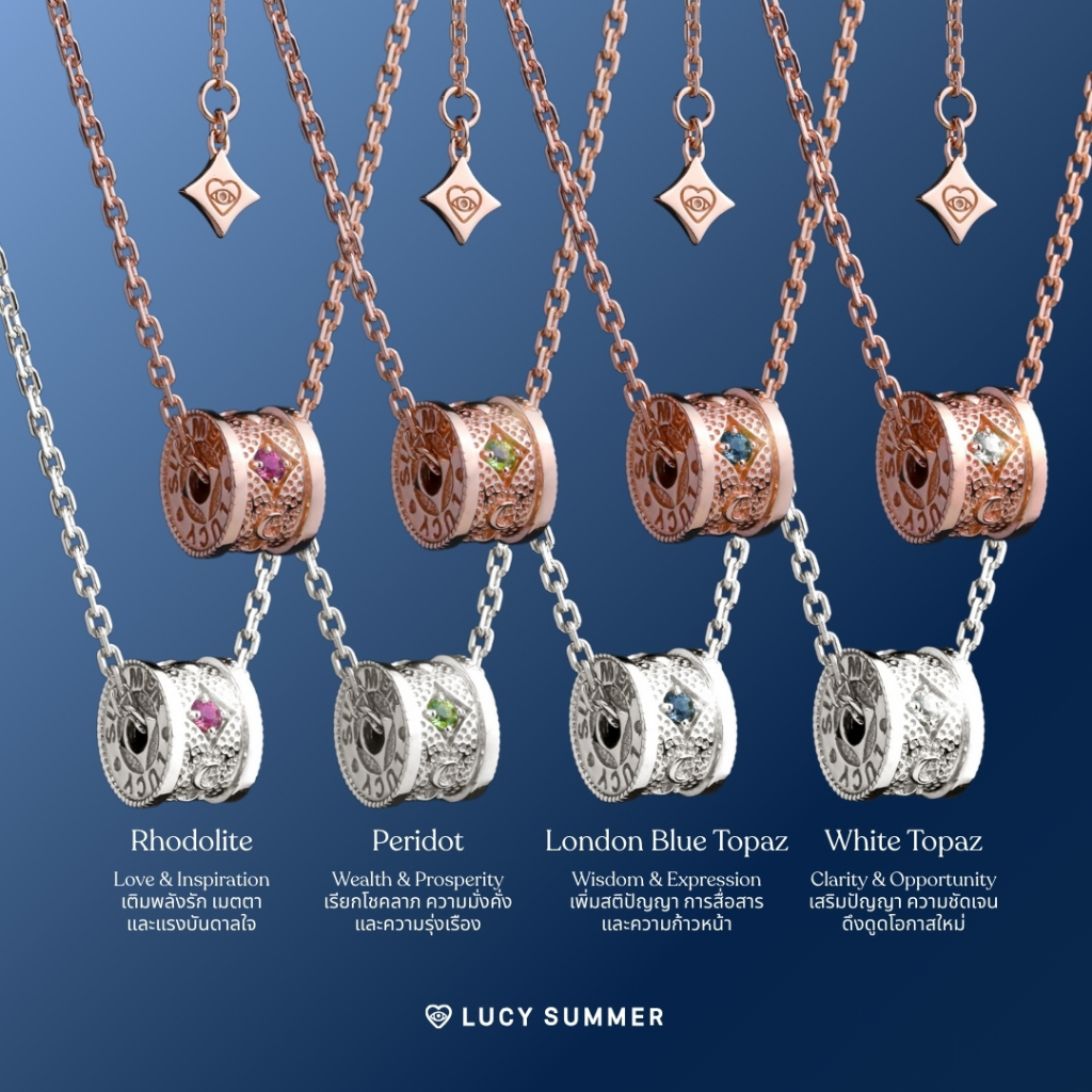 LUCYSUMMER قلادة عجلة LUNA بحجر كريم للجنسين