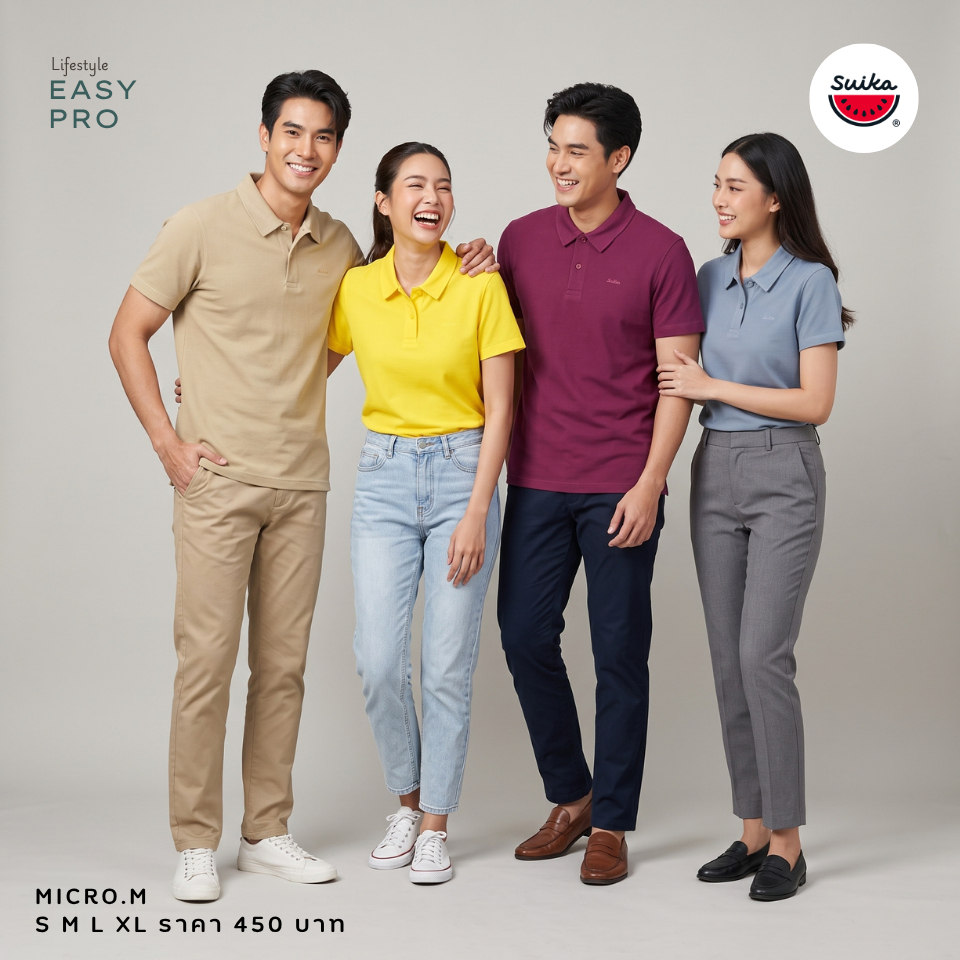 เสื้อแตงโม (SUIKA) - เสื้อคอปกไมโครไฟเบอร์แขนสั้น ทรงUnisex (Micro.M-06 32 62 49 24 71 03) — صورة 3