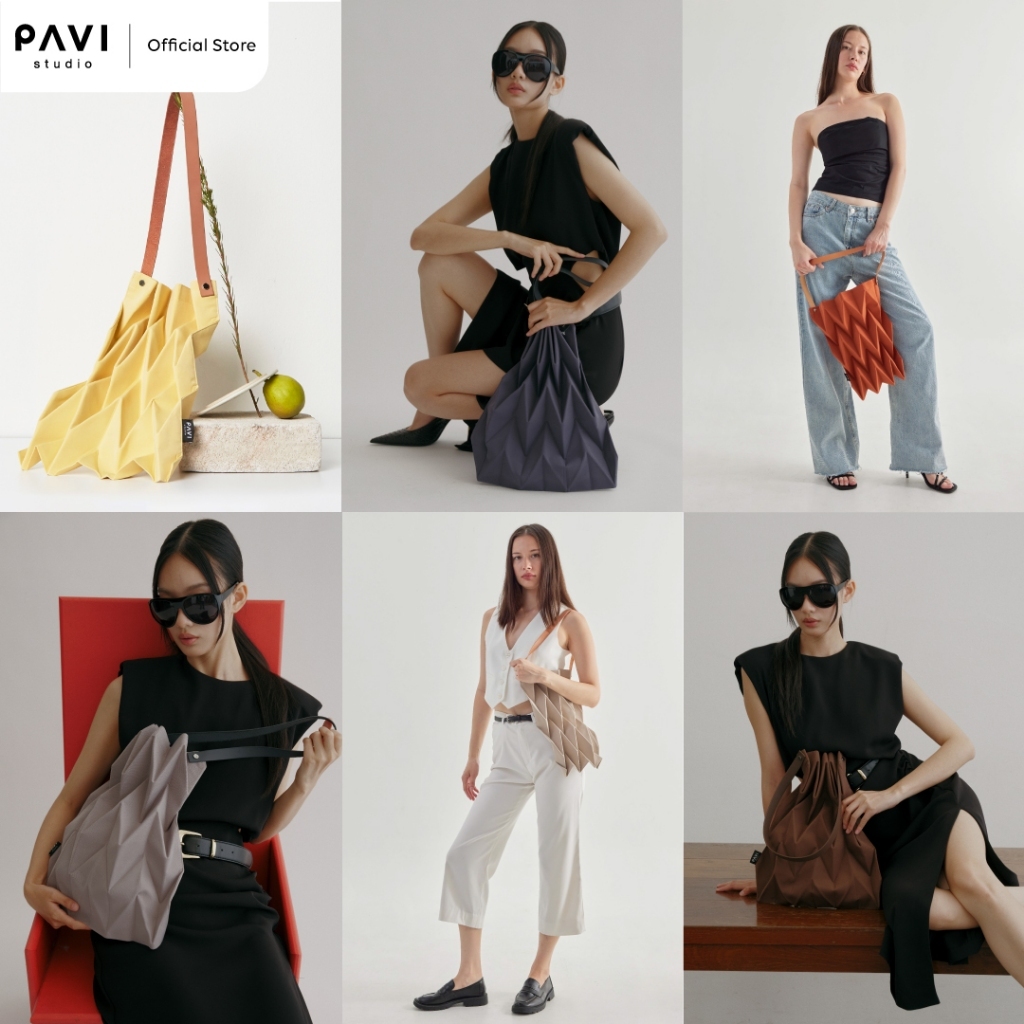 Pavi Studio - W Pleat กระเป๋าผ้าอัดพลีทลาย W มี 14 สี