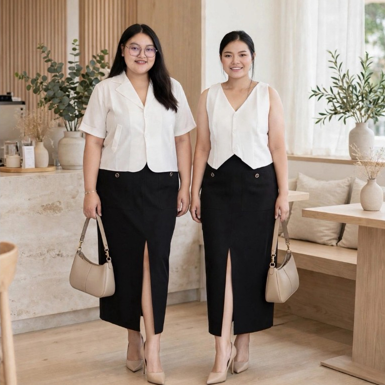 กระโปรงแหวกหน้าสาวอวบแต่งกระเป๋าหน้าติดกระดุมรหัสB70