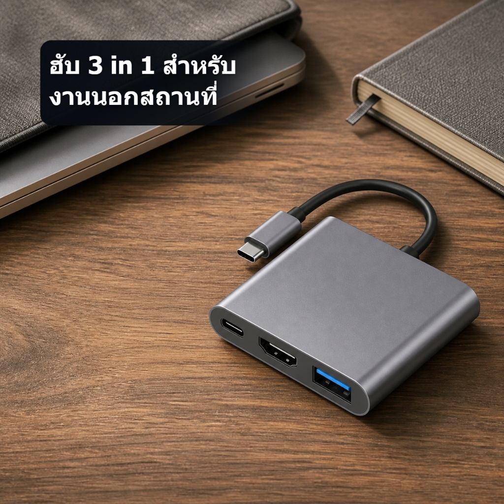 อะแดปเตอร์ Type-C HDMI 4K สำหรับประชุม ดูหนัง และขยายจอ พร้อม USB 3.0 กับ PD 100W