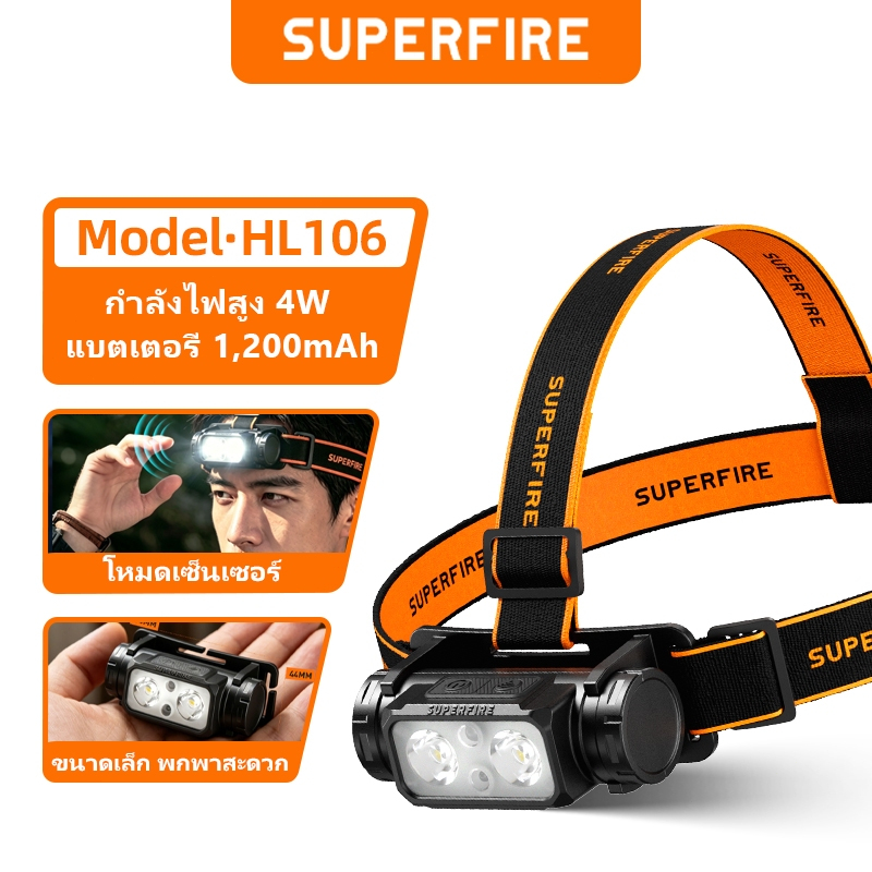 SUPERFIRE HL106 ไฟคาดศรีษะขนาดเล็กอเนกประสงค์ 4W มีเซ็นเซอร์