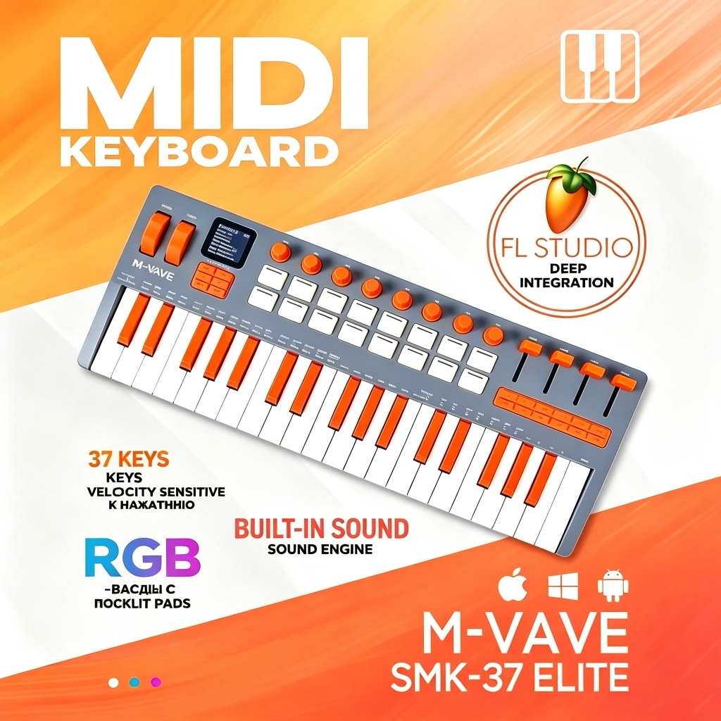 M-VAVE SMK-37 Elite MIDI Keyboard Controller,Wireless MIDI Keyboard คีย์บอร์ดใบ้ คีย์บอร์ด คอนโทลเลอ