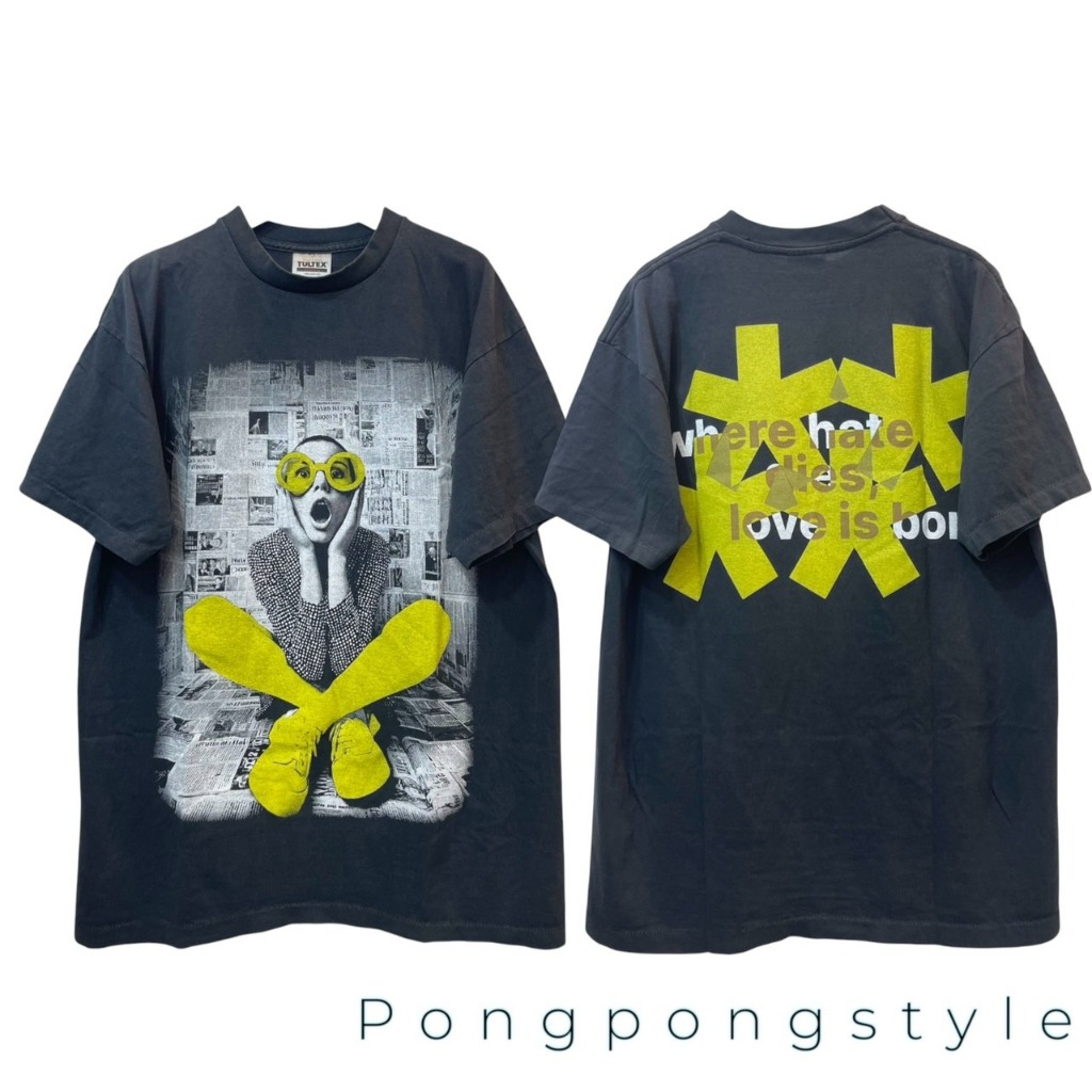 เสื้อยืดผ้าฟอกเฟด ทรงโอเวอไซส์ Unisex งานผ้าCotton100 ไม่มีตะเข็บข้าง สกรีนลาย หน้าหลัง