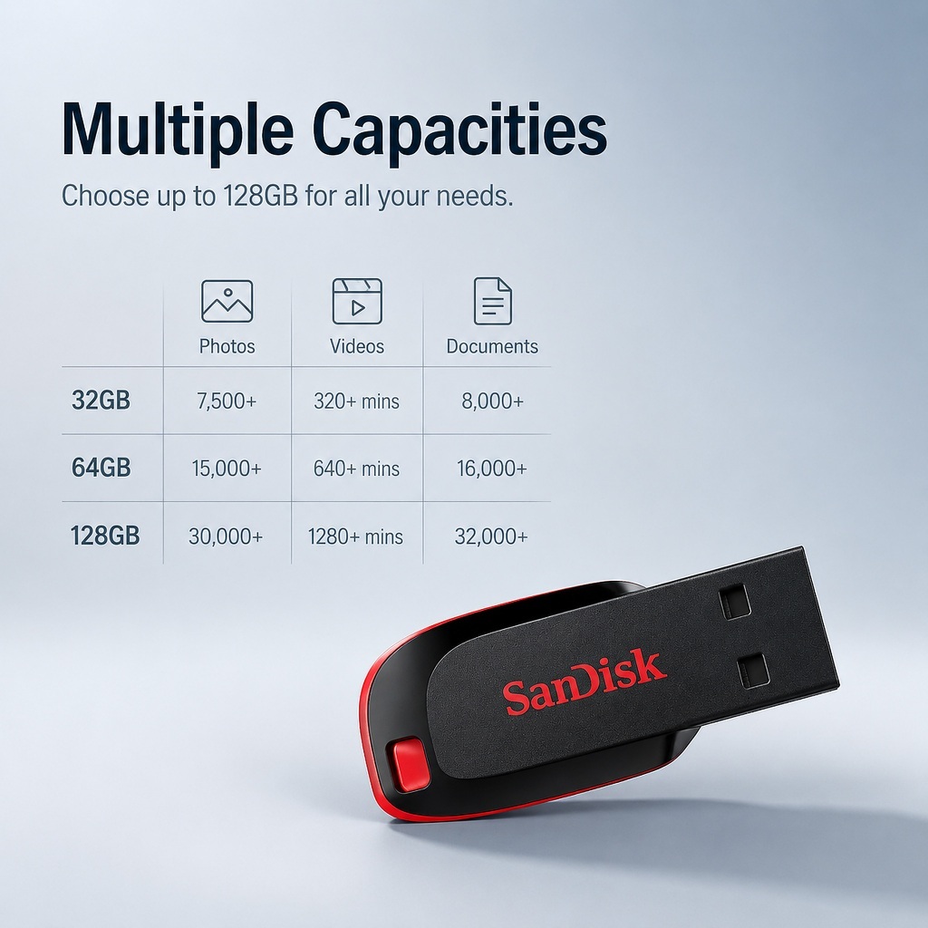 SanDisk CruzerBlade 32GB 64GB 128GB FlashDrive USB2.0 แฟลชไดร์ฟ แฟรชไดร์ฟ คอมพิวเตอร์ ของแทั Synnex การประกัน 10 ปี
