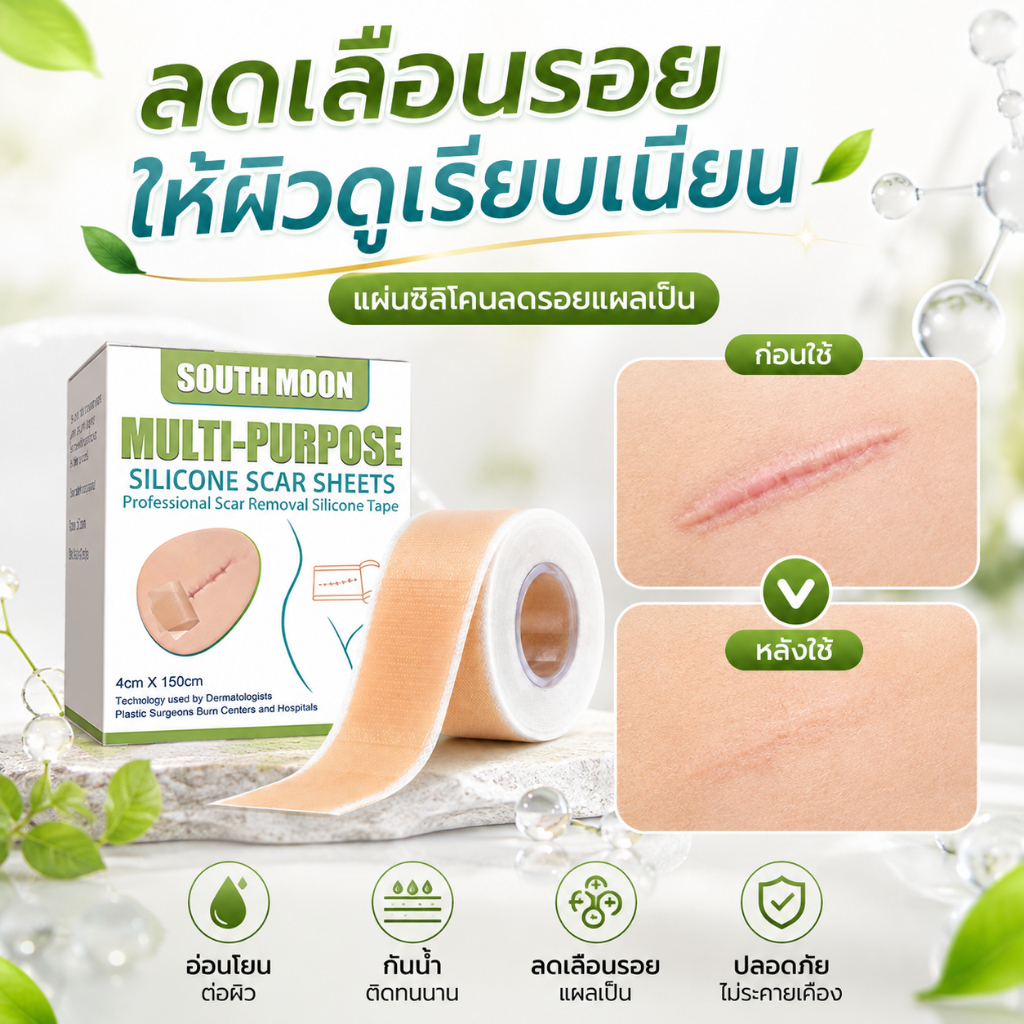 【จัดส่งทัน】South Moon รักษารอยแผลเป็น กำจัดรอยแผลเป็น แผ่นแปะแผลเป็น 4cm*150cm กําจัดรอยแผลเป็นจากแผลเป็น เผยผิวเนียนสวย