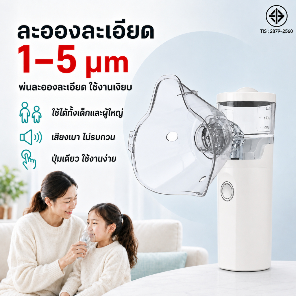 รับประกัน 5 ปี เครื่องพ่นยาเด็ก เกรดทางการแพทย์ เหมาะสำหรับเด็กและผู้ใหญ่ เครื่องพ่นละอองยา Nebulizer Ultrasonic