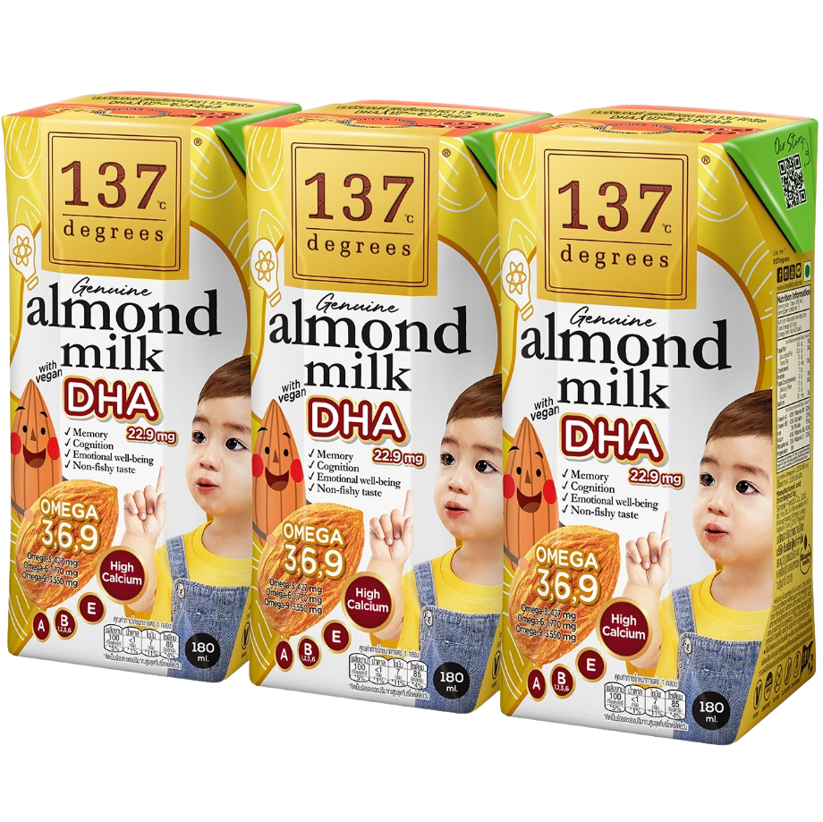 137 Degrees Almond Milk Dha 3X180Ml. นมอัลมอนด์