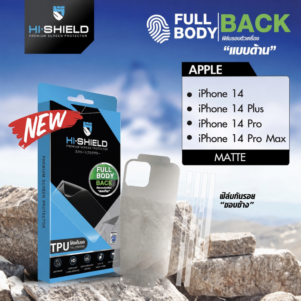 HI-SHIELD TPU Full Body ฟิล์มหลัง For iPhone 14 / 13 / 12 / 11 / XR / 8 Plus / Pro Max / Pro / Plus